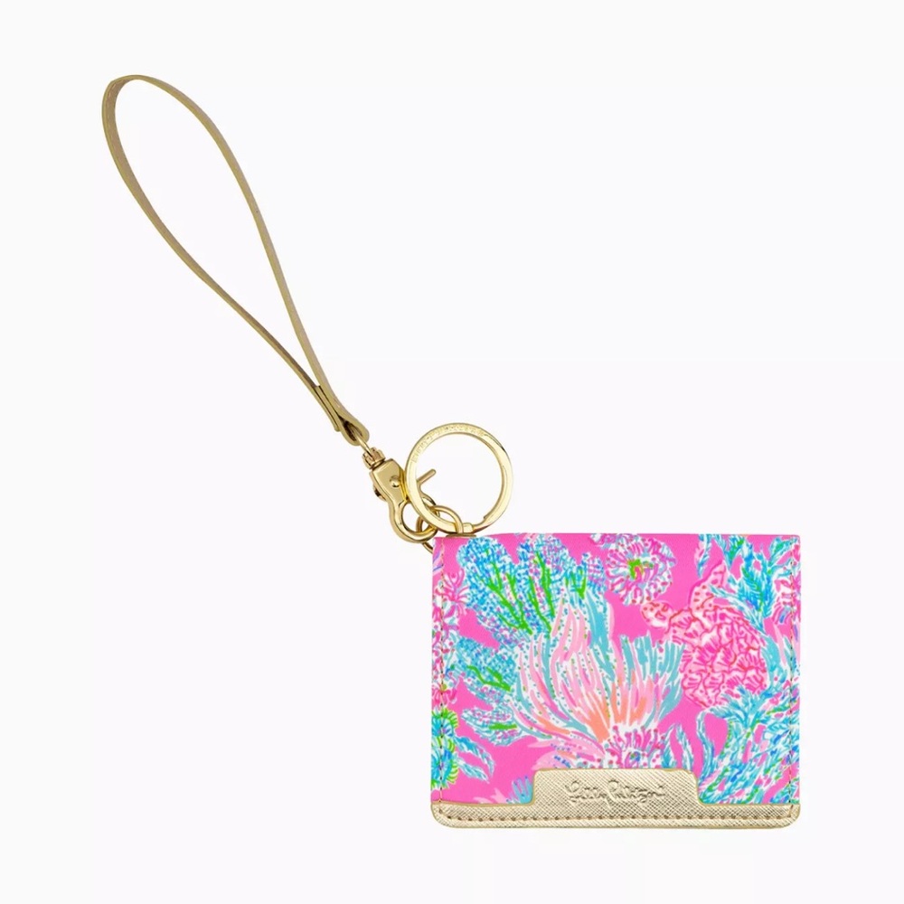 Lilly Pulitzer Pink Tropical Print Wristlet Key & Card Holder